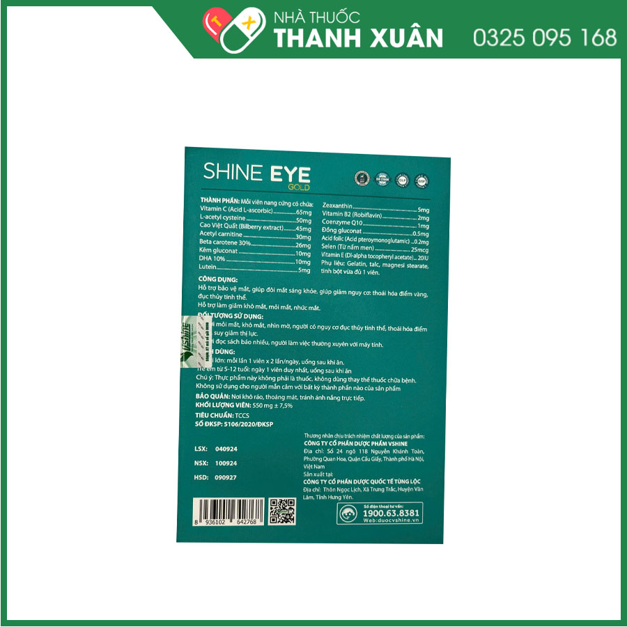 Shine Eye Gold  Hỗ trợ bảo vệ mắt, giảm khô mắt, mỏi mắt